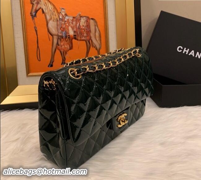 Low Cost Chanel Patent Calfskin Classic Medium Flap Bag A01112 Dark Green 2024