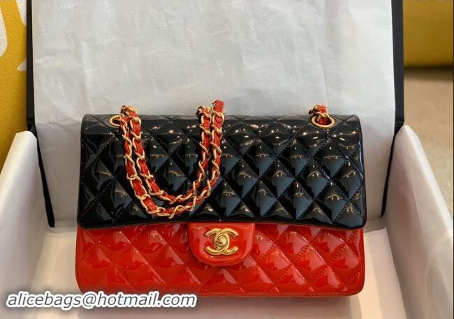 Buy Luxury Chanel Patent Calfskin Classic Medium Flap Bag A01112 Black/Red/Gold 2024