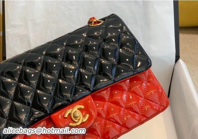 Buy Luxury Chanel Patent Calfskin Classic Medium Flap Bag A01112 Black/Red/Gold 2024