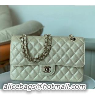 Newly Launched Chanel Grained Calfskin Classic Medium Flap Bag A01112 Pearly Beige 2024