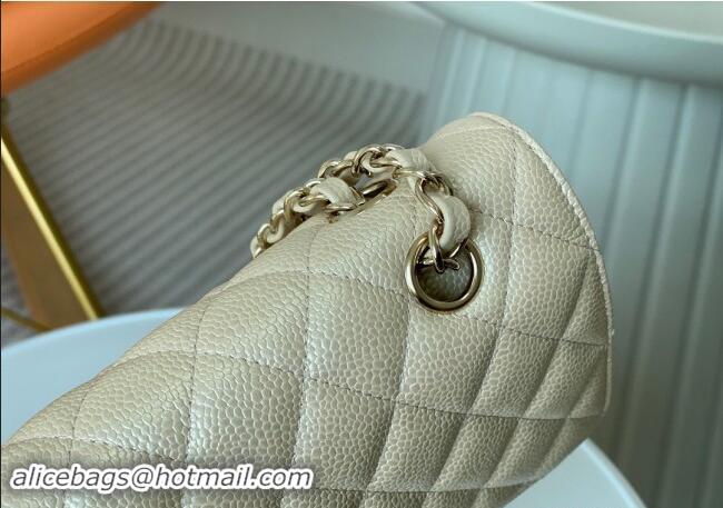 Newly Launched Chanel Grained Calfskin Classic Medium Flap Bag A01112 Pearly Beige 2024