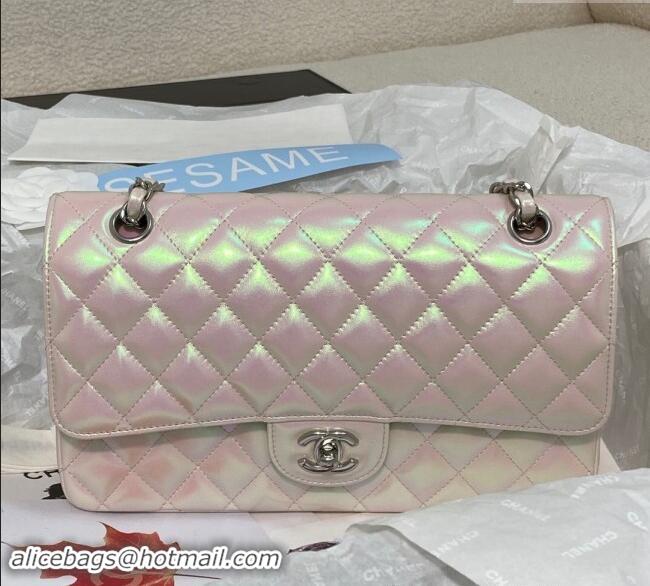 Specials Best Chanel Grained Calfskin Classic Medium Flap Bag A01112 Pearly Pink/Silver 2024