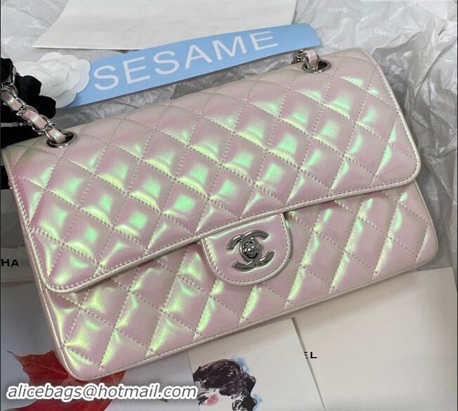 Specials Best Chanel Grained Calfskin Classic Medium Flap Bag A01112 Pearly Pink/Silver 2024