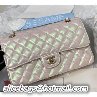 Sumptuous Chanel Grained Calfskin Classic Medium Flap Bag A01112 Pearly Pink/Gold 2024