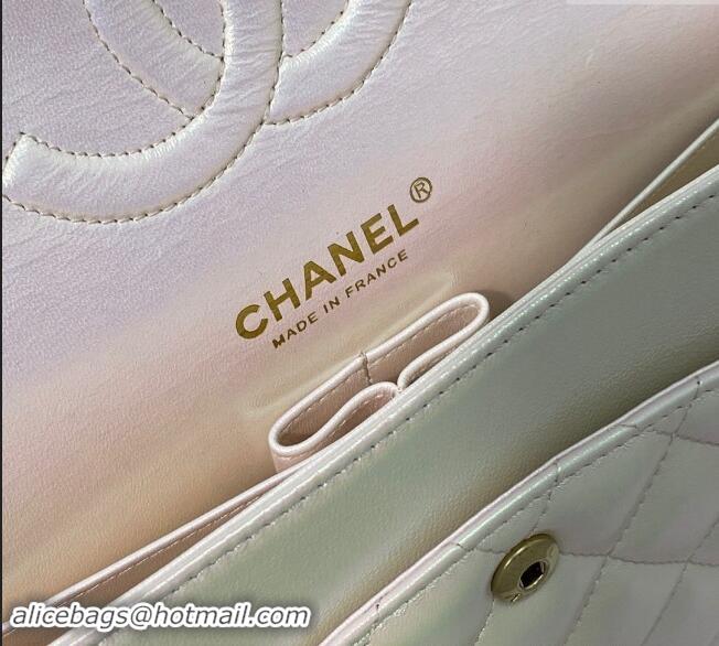 Sumptuous Chanel Grained Calfskin Classic Medium Flap Bag A01112 Pearly Pink/Gold 2024