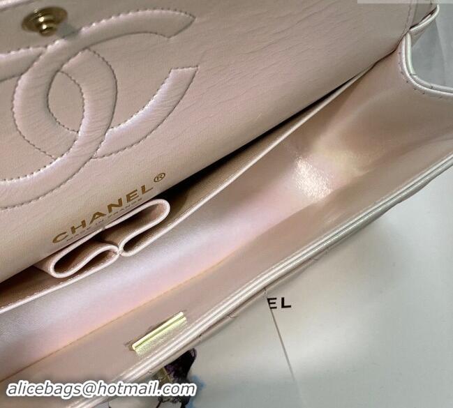 Sumptuous Chanel Grained Calfskin Classic Medium Flap Bag A01112 Pearly Pink/Gold 2024