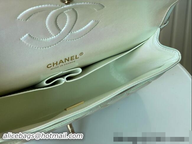 Buy Discount Chanel Grained Calfskin Classic Medium Flap Bag A01112 Pearly White/Gold 2024