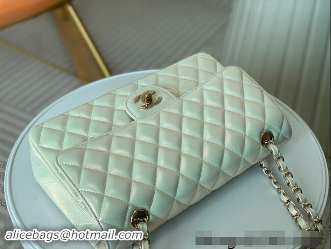 Buy Discount Chanel Grained Calfskin Classic Medium Flap Bag A01112 Pearly White/Gold 2024