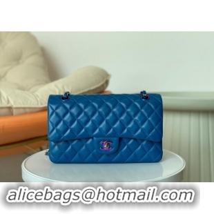 Elegant Cheap Chanel Two-Tone Lambskin Classic Medium Flap Bag A01112 Blue/Purple 2024