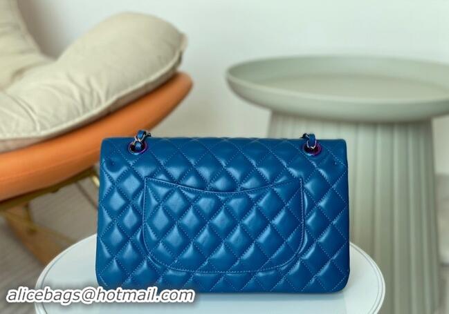 Elegant Cheap Chanel Two-Tone Lambskin Classic Medium Flap Bag A01112 Blue/Purple 2024