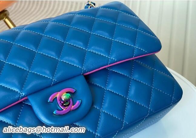 Elegant Cheap Chanel Two-Tone Lambskin Classic Medium Flap Bag A01112 Blue/Purple 2024