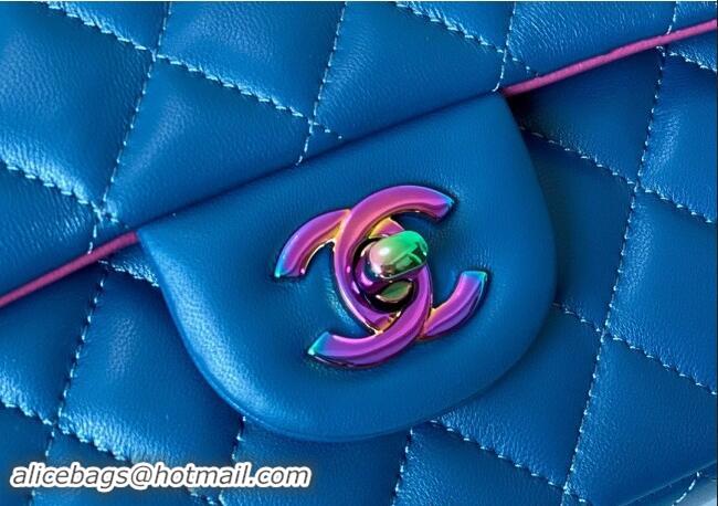 Elegant Cheap Chanel Two-Tone Lambskin Classic Medium Flap Bag A01112 Blue/Purple 2024