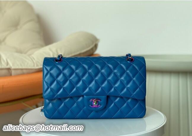 Elegant Cheap Chanel Two-Tone Lambskin Classic Medium Flap Bag A01112 Blue/Purple 2024