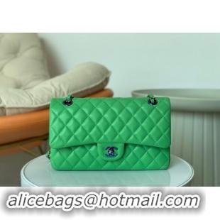 Top Grade Chanel Two-Tone Lambskin Classic Medium Flap Bag A01112 Green/Blue 2024