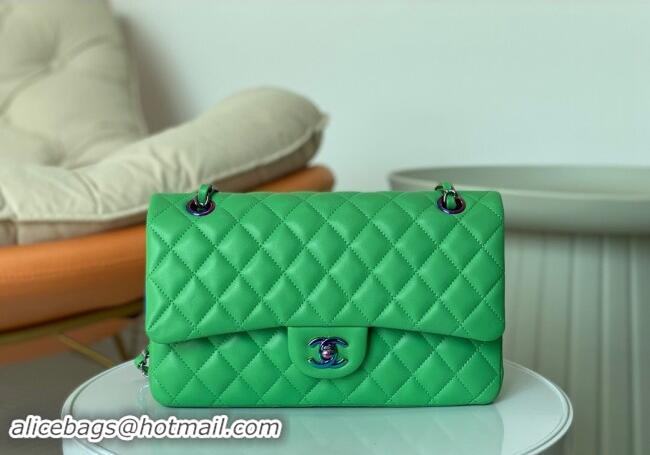 Top Grade Chanel Two-Tone Lambskin Classic Medium Flap Bag A01112 Green/Blue 2024