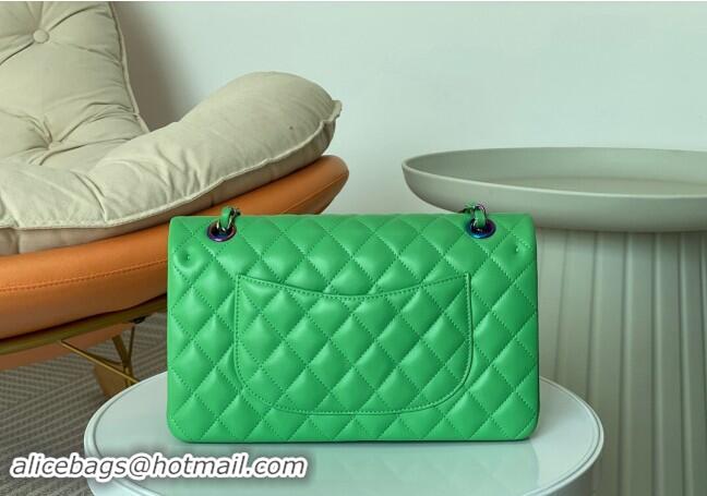 Top Grade Chanel Two-Tone Lambskin Classic Medium Flap Bag A01112 Green/Blue 2024