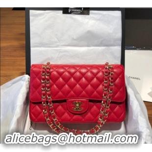 Luxury Cheap Chanel Caviar Grained Calfskin Classic Medium Flap Bag A01112 Red 2024 TOP