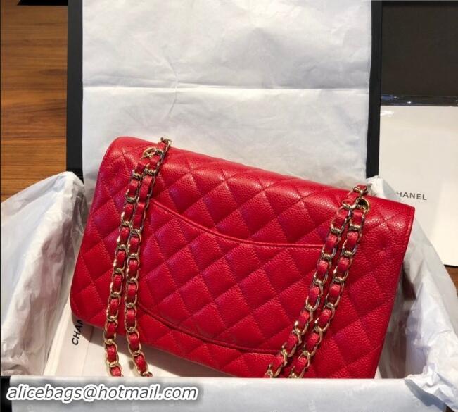 Luxury Cheap Chanel Caviar Grained Calfskin Classic Medium Flap Bag A01112 Red 2024 TOP