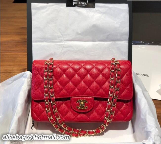 Luxury Cheap Chanel Caviar Grained Calfskin Classic Medium Flap Bag A01112 Red 2024 TOP