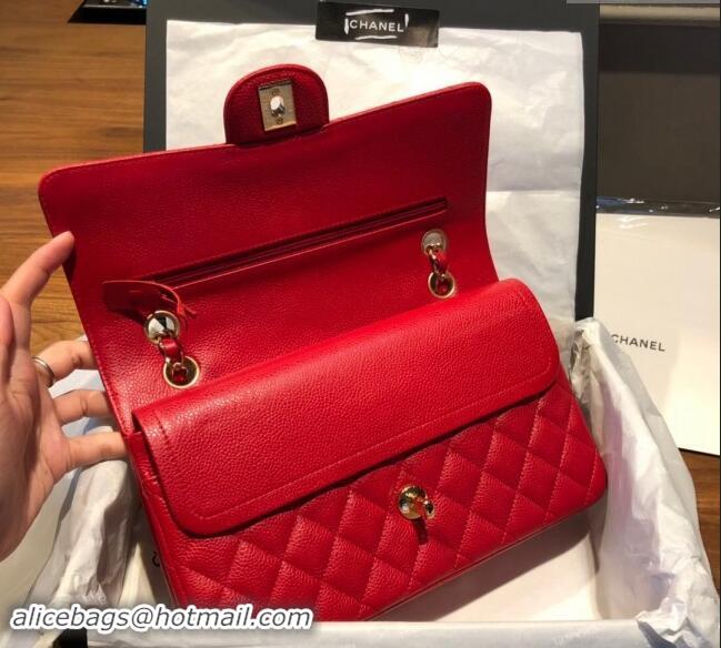 Luxury Cheap Chanel Caviar Grained Calfskin Classic Medium Flap Bag A01112 Red 2024 TOP