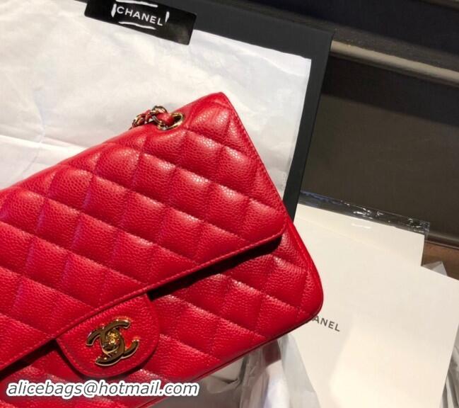 Luxury Cheap Chanel Caviar Grained Calfskin Classic Medium Flap Bag A01112 Red 2024 TOP