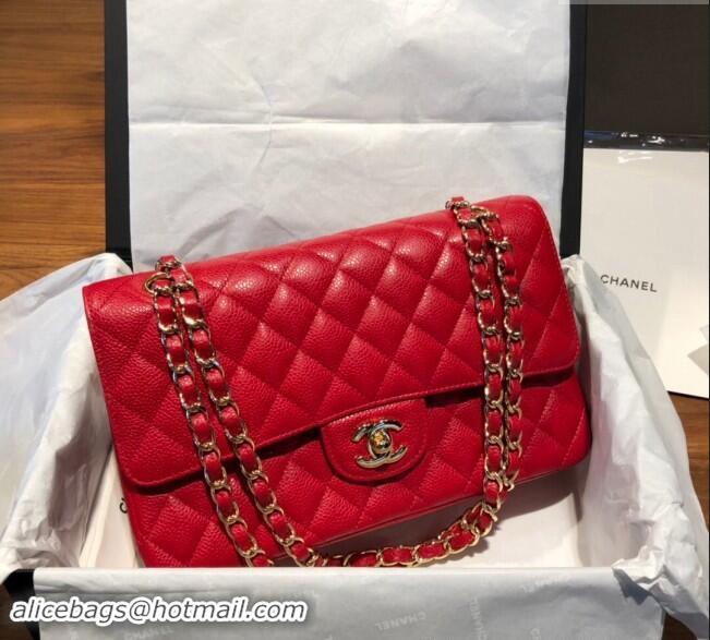 Luxury Cheap Chanel Caviar Grained Calfskin Classic Medium Flap Bag A01112 Red 2024 TOP