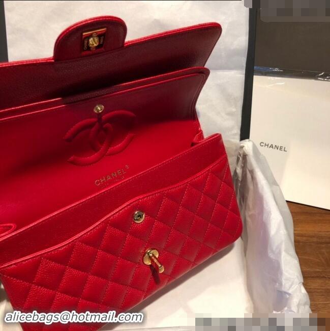 Luxury Cheap Chanel Caviar Grained Calfskin Classic Medium Flap Bag A01112 Red 2024 TOP