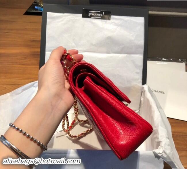 Luxury Cheap Chanel Caviar Grained Calfskin Classic Medium Flap Bag A01112 Red 2024 TOP