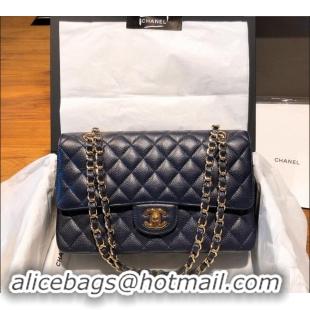 Classic Chanel Caviar Grained Calfskin Classic Medium Flap Bag A01112 Dark Blue 2024 TOP