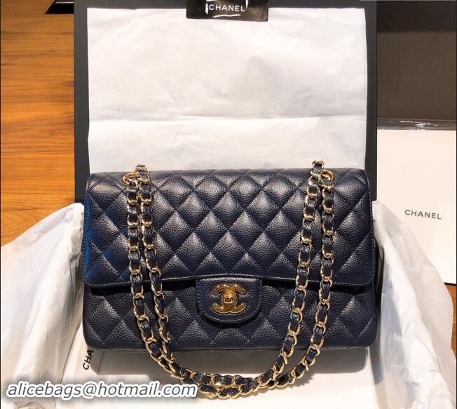 Classic Chanel Caviar Grained Calfskin Classic Medium Flap Bag A01112 Dark Blue 2024 TOP