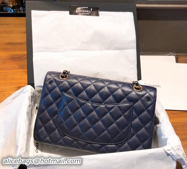 Classic Chanel Caviar Grained Calfskin Classic Medium Flap Bag A01112 Dark Blue 2024 TOP