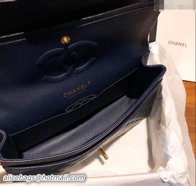 Classic Chanel Caviar Grained Calfskin Classic Medium Flap Bag A01112 Dark Blue 2024 TOP