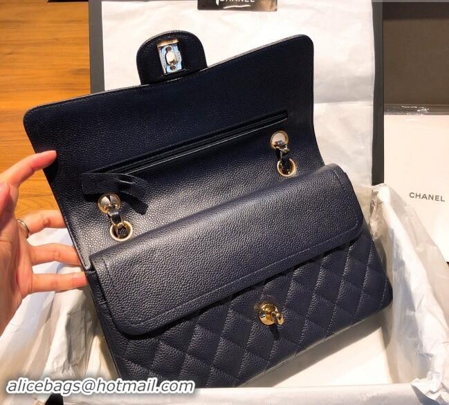 Classic Chanel Caviar Grained Calfskin Classic Medium Flap Bag A01112 Dark Blue 2024 TOP