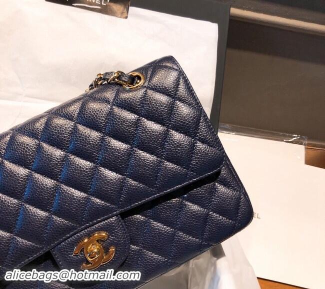 Classic Chanel Caviar Grained Calfskin Classic Medium Flap Bag A01112 Dark Blue 2024 TOP