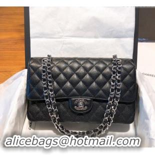 New Release Creation Chanel Caviar Grained Calfskin Classic Medium Flap Bag A01112 Black/Silver 2024 TOP