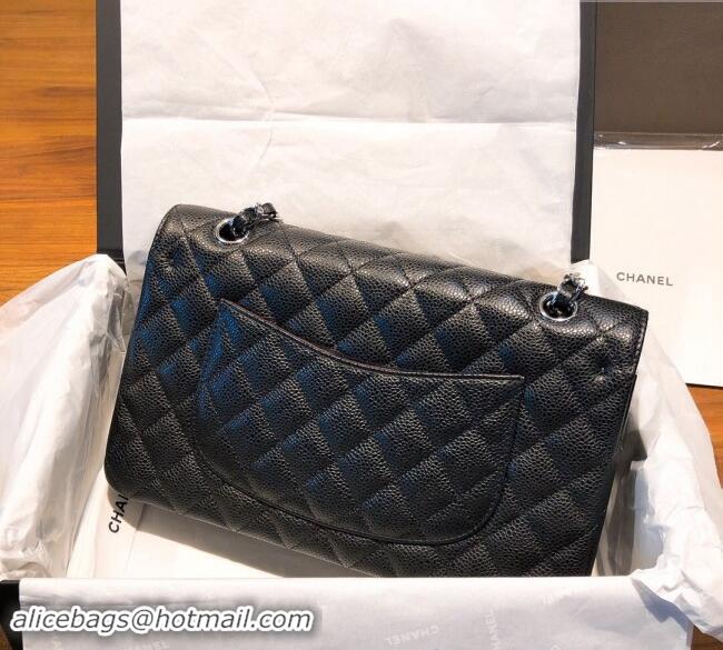 New Release Creation Chanel Caviar Grained Calfskin Classic Medium Flap Bag A01112 Black/Silver 2024 TOP