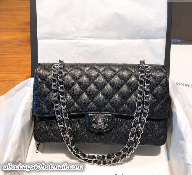 New Release Creation Chanel Caviar Grained Calfskin Classic Medium Flap Bag A01112 Black/Silver 2024 TOP