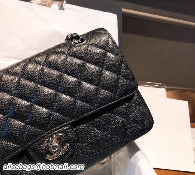 New Release Creation Chanel Caviar Grained Calfskin Classic Medium Flap Bag A01112 Black/Silver 2024 TOP