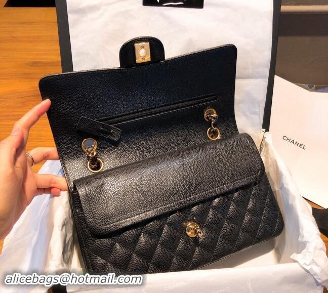 Particularly Recommended Chanel Caviar Grained Calfskin Classic Medium Flap Bag A01112 Black/Gold 2024 TOP