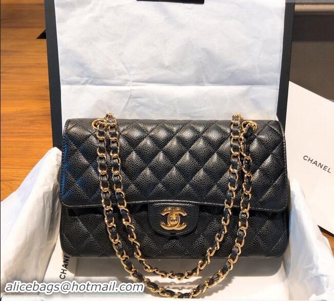 Particularly Recommended Chanel Caviar Grained Calfskin Classic Medium Flap Bag A01112 Black/Gold 2024 TOP