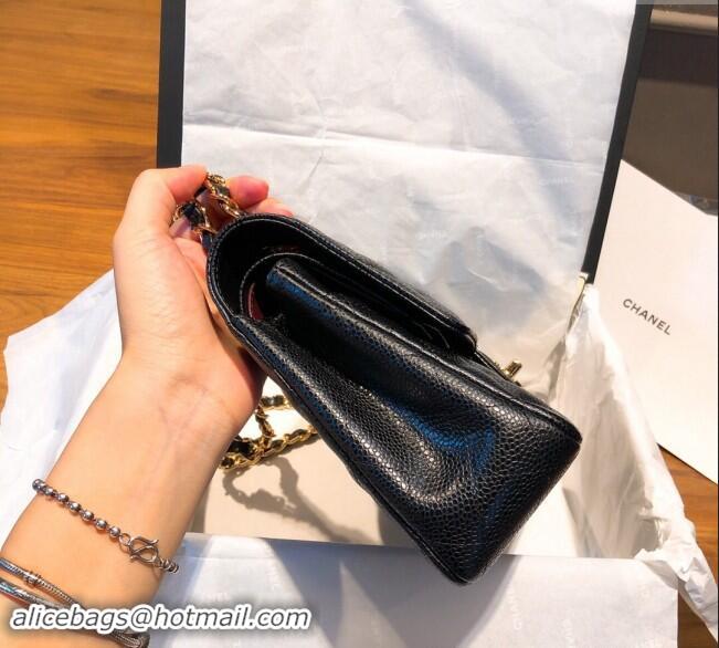 Particularly Recommended Chanel Caviar Grained Calfskin Classic Medium Flap Bag A01112 Black/Gold 2024 TOP