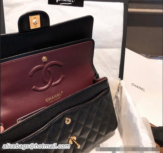 Particularly Recommended Chanel Caviar Grained Calfskin Classic Medium Flap Bag A01112 Black/Gold 2024 TOP