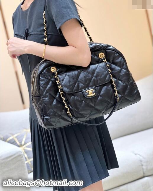 Buy Classic Chanel Bowling Bag in Shiny Calfskin AS4812 Black 2024 Top Quality