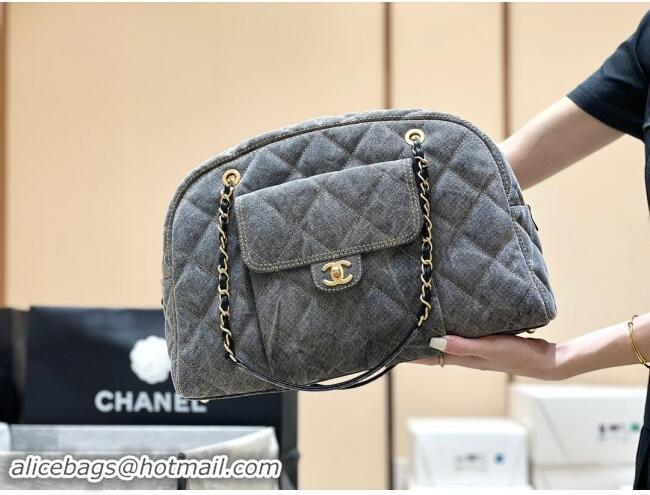 Market Sells Chanel Bowling Bag in Grey Washed Denim AS4812 2024 Top Quality