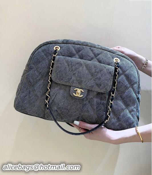 Market Sells Chanel Bowling Bag in Grey Washed Denim AS4812 2024 Top Quality