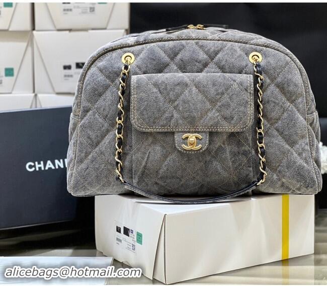 Market Sells Chanel Bowling Bag in Grey Washed Denim AS4812 2024 Top Quality