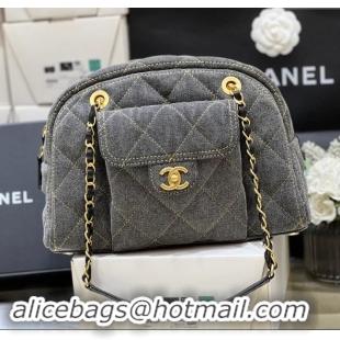 New Design Chanel Small Bowling Bag in Grey Washed Denim AS4905 2024 Top Quality