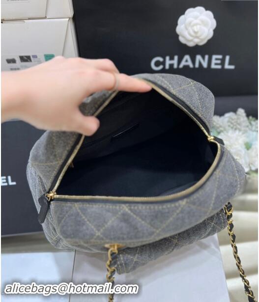 New Design Chanel Small Bowling Bag in Grey Washed Denim AS4905 2024 Top Quality