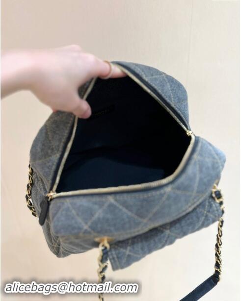 New Design Chanel Small Bowling Bag in Grey Washed Denim AS4905 2024 Top Quality