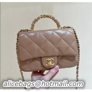 Market Sells Chanel 24B Lambskin Mini Flap Bag with Top Handle AS5032 Light Brown 2024 Top Quality